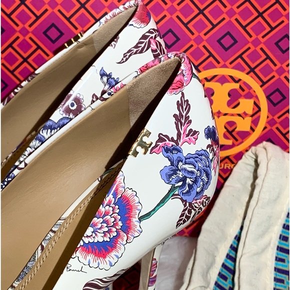 Tory Burch Penelope 85mm Leather Floral Pumps Size 8 EUC - Picture 7 of 13